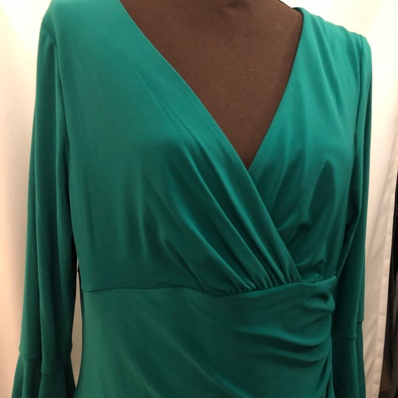 LAUREN RALPH LAUREN DRESS Faux Wrap Dress, Green - Picture 4 of 8